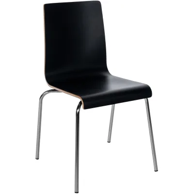 CLP Stuhl stapelbar Gahanna, Stapelstuhl aus Formholz mit HPL-Laminat, Stahlgestell verchromt belastbar bis 150 kg, Esszimmer und Büro