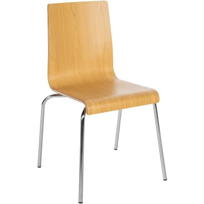 CLP Stuhl stapelbar Gahanna, Stapelstuhl aus Formholz mit HPL-Laminat, Stahlgestell verchromt belastbar bis 150 kg, Esszimmer und Büro