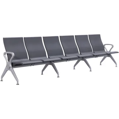 CLP Wartebank Airport-Stil Ermin, Sitzbank Flur mit Lehne, ergonomische Sitzschalen, Wartestühle mit robustem Alu-Gestell, bis 150 kg je Sitz
