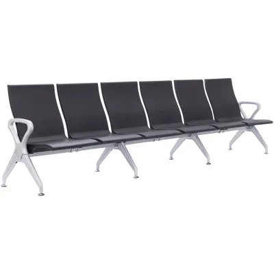 CLP Wartebank Airport-Stil Ermin, Sitzbank Flur mit Lehne, ergonomische Sitzschalen, Wartestühle mit robustem Alu-Gestell, bis 150 kg je Sitz