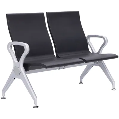 CLP Wartebank Airport-Stil Ermin, Sitzbank Flur mit Lehne, ergonomische Sitzschalen, Wartestühle mit robustem Alu-Gestell, bis 150 kg je Sitz