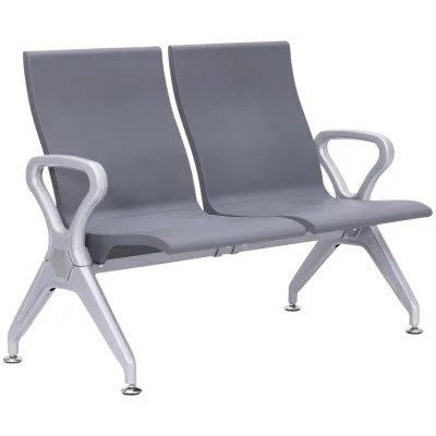 CLP Wartebank Airport-Stil Ermin, Sitzbank Flur mit Lehne, ergonomische Sitzschalen, Wartestühle mit robustem Alu-Gestell, bis 150 kg je Sitz