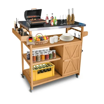 Coemo Servierwagen Grillstation James M Kücheninsel Holz, auf Rollen 118 x 47 x 92 cm