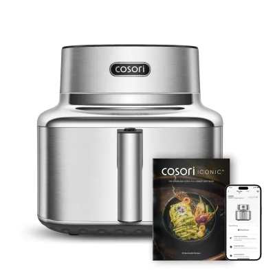 Cosori CAF-SE601S-CEU Iconic Single Heißluftfritteuse (1.725 Watt, DC-Motor 3.600 rpm, keramikbeschichteter Innenkorb, PFAS-frei, 6-in-1 Funktionen)