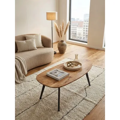 Couchtisch Akazie Massivholz Nierenform 110x45x60cm Holz/Metall