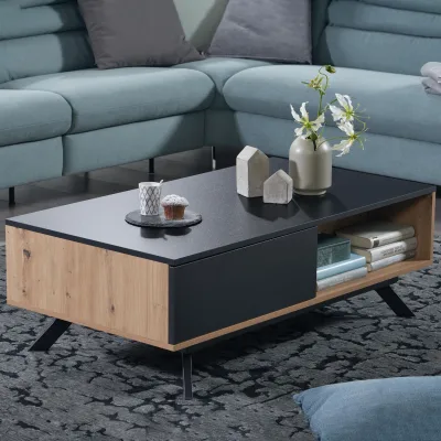 Couchtisch FineBuy Sofatisch 110x60x38 cm MDF Eiche Wohnzimmertisch Schublade
