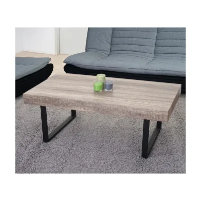 Couchtisch Genk H576, Wohnzimmertisch, 40x110x60cm, MVG-zertifiziert ~ Wildeiche, dunkle Metall-Füße