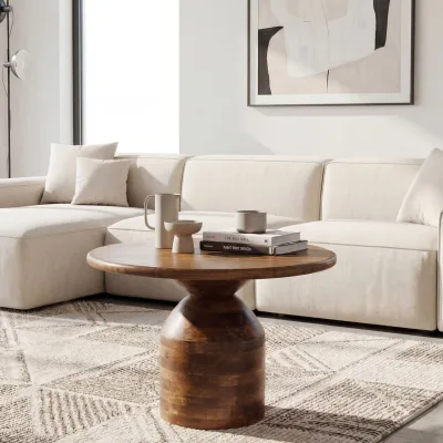 Couchtisch Massivholz Sofatisch 60cm rund Beistelltisch Design Wohnzimmertisch