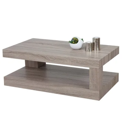 Couchtisch MCW-A32, Wohnzimmertisch, 3D-Struktur, 40x110x60cm ~ dunkle Eicheoptik