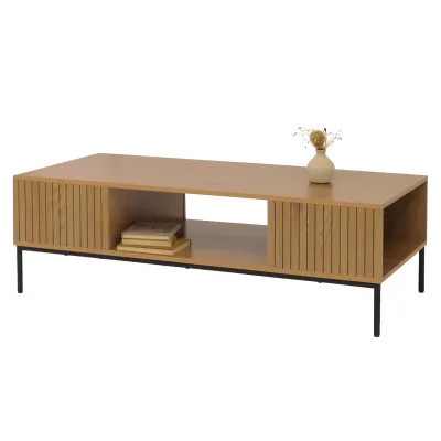 Couchtisch MCW-O39, Tisch Sofatisch Beistelltisch Ablage, Melamin MDF 39x120x60cm ~ natur
