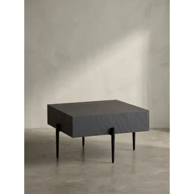 Couchtisch Quadratisch Anthrazit Steinoptik Metall 64x64x35 cm Modern Massiv