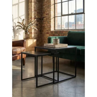 Couchtisch Set – 2-teilig Eckig Metall Schwarz Stahl Industrial