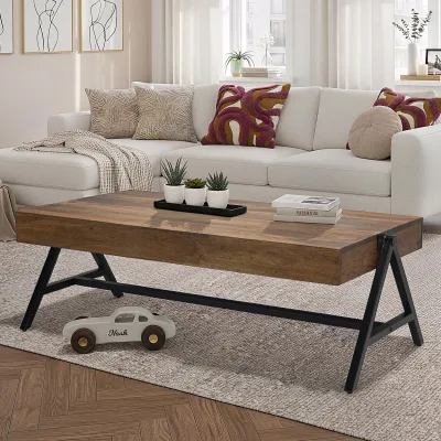Couchtisch Sheesham Massivholz 120cm rechteckiger Wohnzimmertisch Industrial