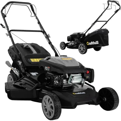 Craftfull Premium Benzin-Rasenmäher CR-224-30, 223cm³ Motor, Selbstfahrantrieb, 5,1 kW (Schwarz/Grau)