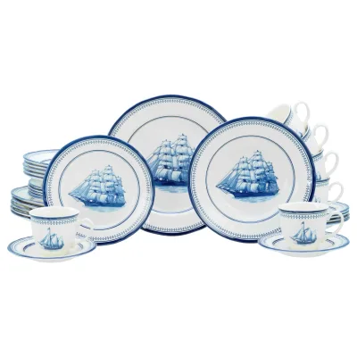 CreaTable - 24486 Segelschiff Blau, Kombiservice 30-tlg