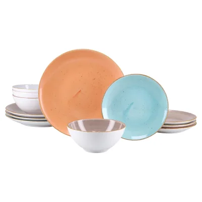 CreaTable 24817 Serie Vintage Nature Bunt Teller Set 12-tlg 4 Personen