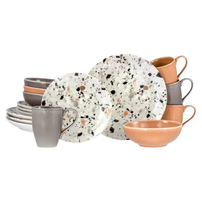 CreaTable Kombiservice 24348 Serie Terrazzo Mix 16-tlg. Geschirrset 4 Personen