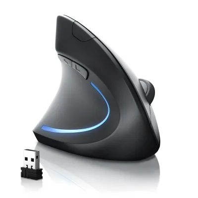 CSL - Maus kabellos für Linkshänder - Vertikalmaus Bluetooth und 2,4 Ghz Wireless Funkmaus - vertikal ergonomisch - Vorbeugung gegen Mausarm - für PC