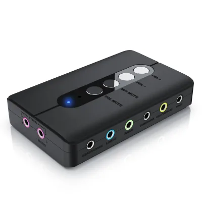 CSL USB 7.1 Soundkarte extern - 7.1 Surround Sound - Stereo Audio Adapter - Lautstärkeregelung - Anschluss für Kopfhörer, Mikrofon