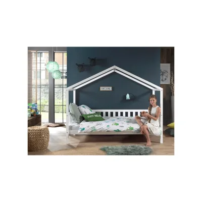 Dallas 1 Hausbett mit seitlicher Umrandung 90 x 200 cm Liegefläche, Weiß