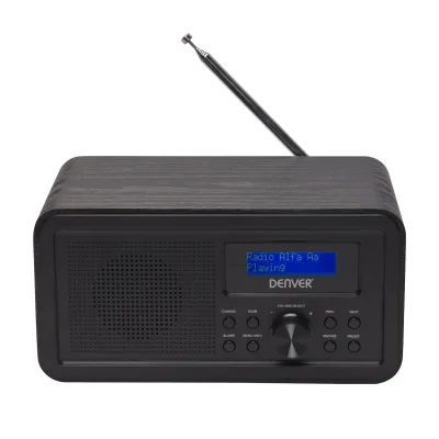 Denver DAB-30 DAB+/FM-Radio– Dual-Alarm-Wecker, Holz, schwarz