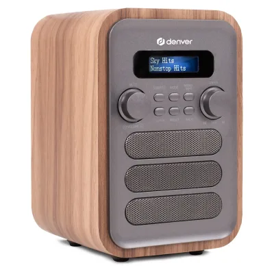 Denver DAB-48 DAB+/ FM-Radio mit Bluetooth, Holzdesign, dunkelgrau