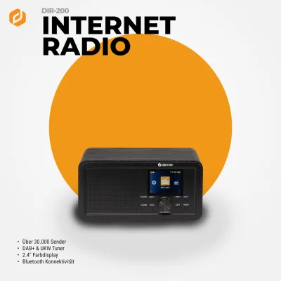 Denver DIR-200 Internetradio–mit Dual-Alarm-Wecker, Bluetooth, schwarz