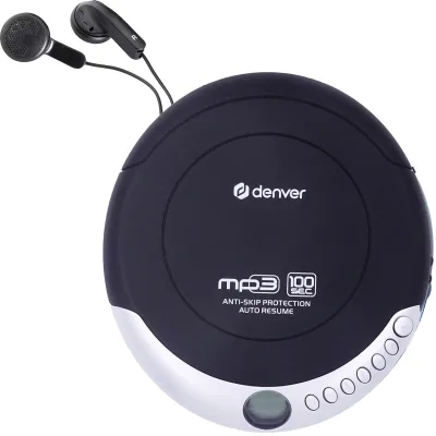 Denver DMP-391 tragbarer CD-Player mit Anti-Schock, MP3 & inkl. Kopfhörer