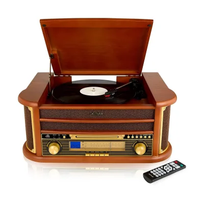 Denver MCR-50 Musiksystem für Vinyls, CDs und Kassetten, retro, braun
