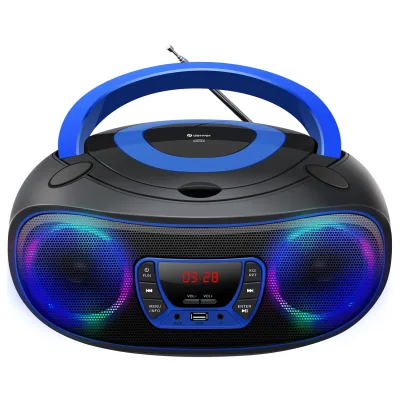Denver TCL-212BT Boombox – CD, Bluetooth, USB, AUX LED-Lichter, blau