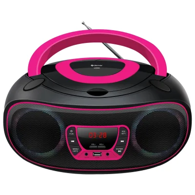 Denver TCL-212BT Boombox – CD, Bluetooth, USB, AUX LED-Lichter, rosa