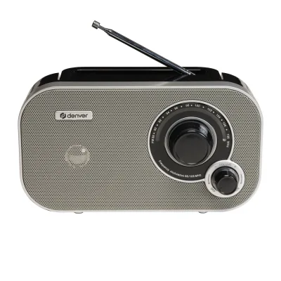 Denver TR-51 UKW Retro Radio, analog, Netz- & Batteriebetrieb, grau