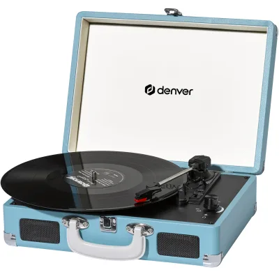 Denver VPL-120 Plattenspieler, 2x1W Lautsprecher, Koffer, blau