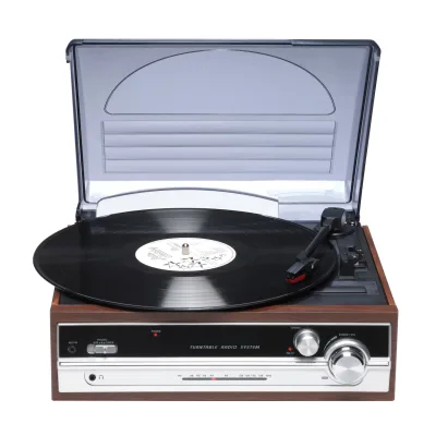 Denver VPR-190 Plattenspieler–Lautsprecher, FM-Radio, dunkelbraun