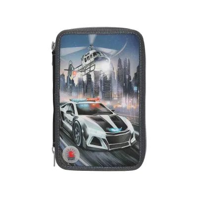 Depesche 3-Fach Federtasche LED Monster Cars 7,5 x 13 x 20 cm