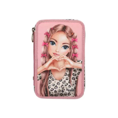 Depesche 3-Fach Federtasche LEOHEART mit Schleifen TOPModel 7,5 x 13 x 20 cm