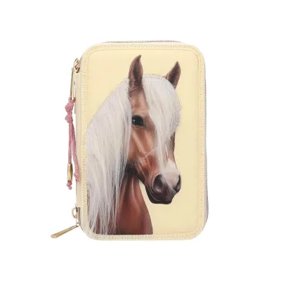 Depesche 3-Fach Federtasche mit Pferdekopf-Applikation inkl. Stifte Miss Melody 7,5 x 13 x 20 cm