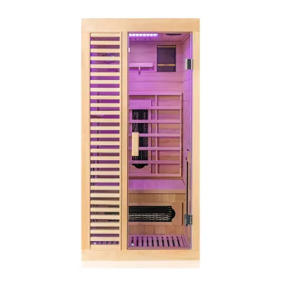 Dewello® Infrarotkabine HAMLIN 90x90cm inkl. 4 Keramikstrahler, Karbon Bodenstrahler, 1 Person, LED    Infrarotsauna