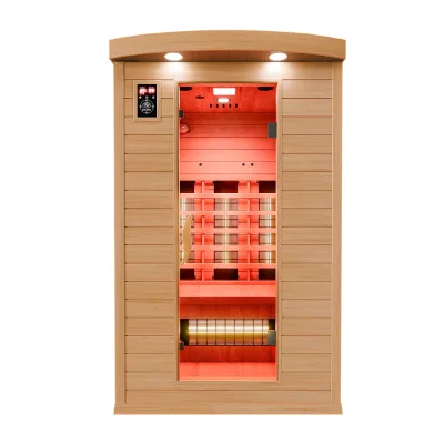 Dewello® Infrarotkabine HYDER 115x105cm, Hemlock, inkl. 6 Vollspektrumstrahler, Radio, 2 Personen, LED   Infrarotsauna