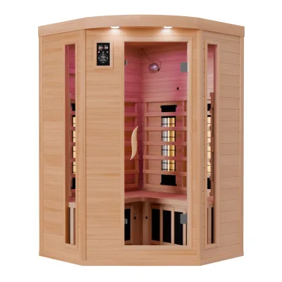 Dewello® Infrarotkabine LAKEFIELD 3 120x120cm inkl. 5 Vollspektrumstrahler, 5 Karbonstrahler, 2 Personen   Infrarotsauna