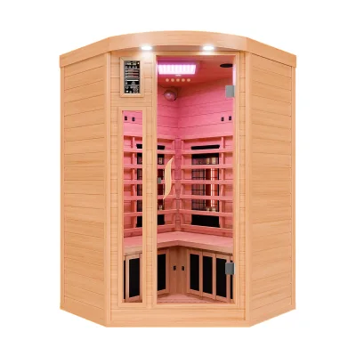 Dewello® Infrarotkabine LAKEFIELD PRO, Hemlock-Zeder 120x120cm inkl. Vollspektrumstrahler, Bodenstrahler   Infrarotsauna