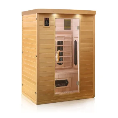 Dewello® Infrarotkabine LAVAL PLUS 135x105 cm   7 Keramikstrahler, Bodenstrahler, Radio, LED-Farblicht   Infrarotsauna