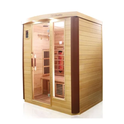 Dewello® Infrarotkabine Infrarotsauna TORONTO 160cm x 110cm inkl. 5 Vollspektrumstrahler, 4 Karbonstrahler, 4 Personen