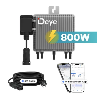 DEYE Mikro-Wechselrichter 800 W SUN-M80G4-EU-Q0 inkl. 5m Anschlusskabel für Balkonkraftwerk, IP67 wetterfest, Plug&Play Installation, 2 MPPT, WIFI, Micro Inverter