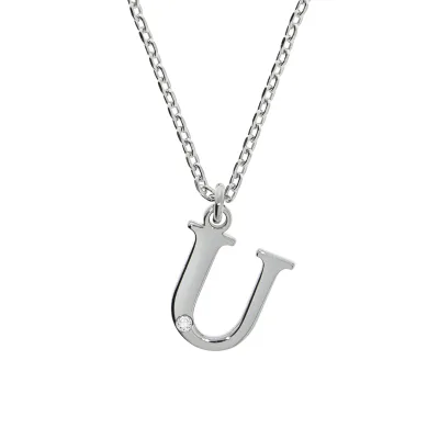 Diamonds by Ellen K. Halskette Silber 925 mit 1x Diamant 0,008ct. Buchstabe U