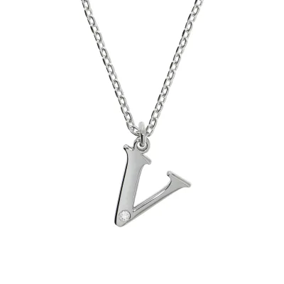 Diamonds by Ellen K. Halskette Silber 925 mit 1x Diamant 0,008ct. Buchstabe V