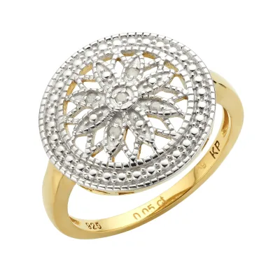 Diamonds by Ellen K. Ring Silber 925 vergoldet mit 5x Diamant zus. 0,05ct.
