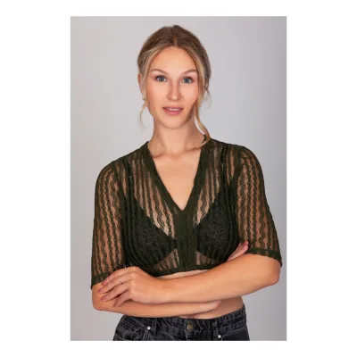 Dirndlbluse Anna Khaki Grün