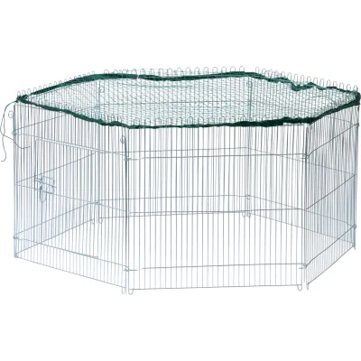 Dobar 6-eckiges Freilaufgehege, silber, 123 x 106 x 60 cm