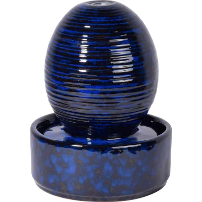 dobar Design Keramik Zimmerbrunnen Kugel, Blau